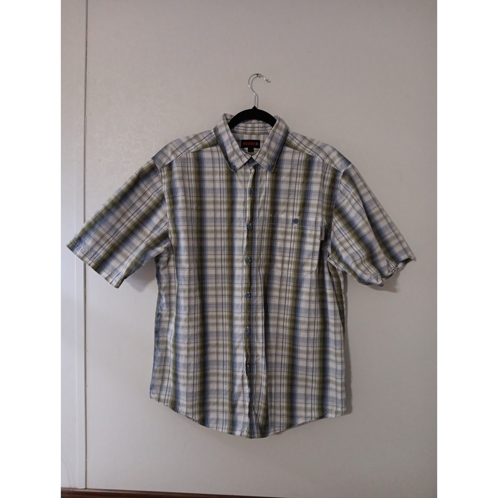 Wolverine Men's Button Down Shirt Sz XL  Blue/White/Green Plaid  Short Sleeve...